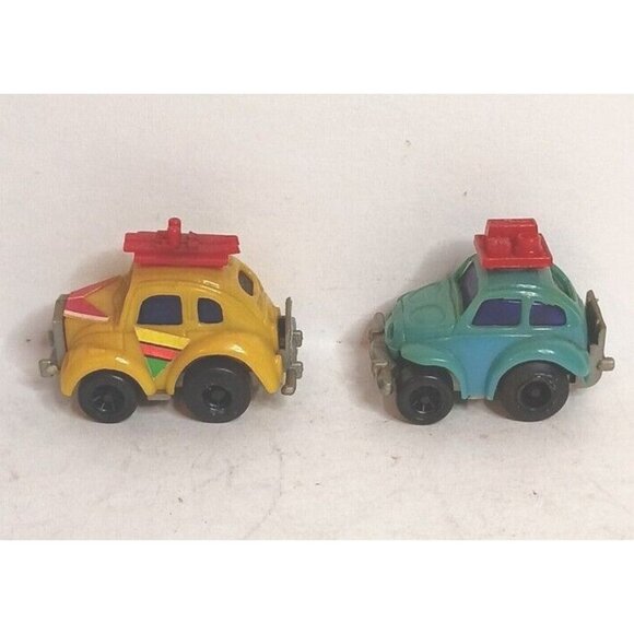 MINI VW Volkswagon 2 Beetles Set Friction (Not Working) Vintage 1 Bumper Broken - Picture 1 of 15